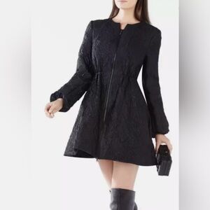 BCBGMaxAzria Black Textured Jacket over dress